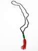 Art deco long end tassel necklace 14K gold onyx jade and corals